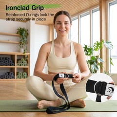 Slim Panda Yoga Strap for Stretching,Cotton with 6 Feet, Black