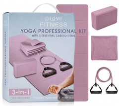 Fitness Yoga Professional Kit Set=Foldable Non-slip Mat, Block & Resistance Band