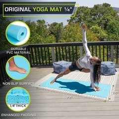 Yoga Exercise Mat 72 Inch x 24 Inch Lightweight Non Skid PVC for Daily Practice