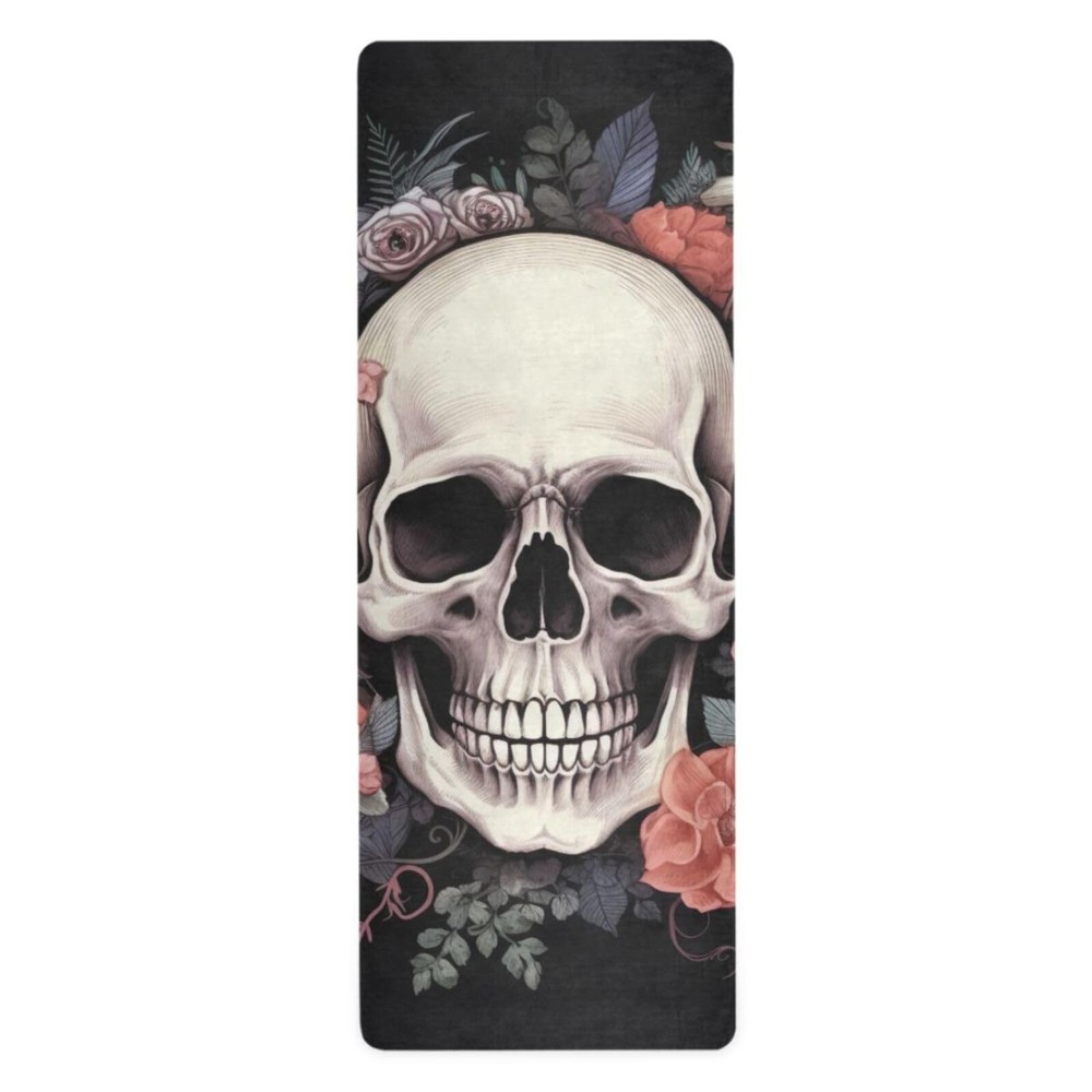 Skull Yoga Mat for Women Men 71″ x 26″ Non Slip Exercise & Fitness Mat 1mm Th…