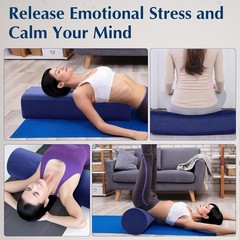2-Pack Yoga Bolster Pillow Set: Rectangular & Cylinder Pillows for Meditation an