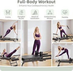 Pilates Reformer, Foldable Reformer Pilates Machine with Dual Resistance