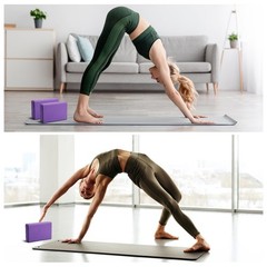Yoga Block Set of 2 Yoga Block Yoga Blocks High Density Eva Foam, Non-Slip Leic…