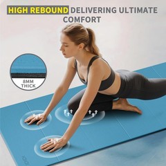 Foldable Extra Large Yoga Mat 74″×31.5″, 8mm Double-Sided Non Slip Lightweigh…