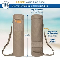 LARGE Yoga Mat Bag fits mats 1/4″ to 2/5″ (7-10mm) thick, 27″ wide & 6.5″ rol…