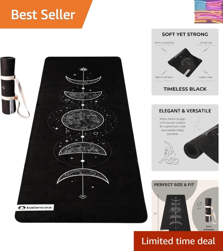Yoga Mat With Strap 5mm Non Slip Suede & TPE – Eco-Friendly Fitness & Exercis…