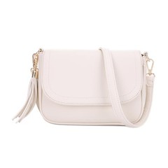 Small Crossbody Bags for Women Trendy Flap Saddle Purses with Tassel Off-white