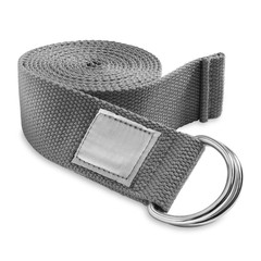 7-1/2′ Woven Cotton Blend Yoga Strap – Stretching Exercise Prop Belt – Gray