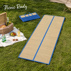 Set of 2 Natural Straw Beach Mats 24″ x 72″ – Multi-Purpose, Yoga Camping Picnic
