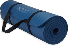 2/5 Inch Thick Yoga Mat Fitness Exercise Mat 72″x24″ w/ Carrier Strap, Navy Blue