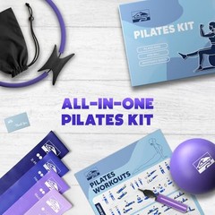 Pilates Ring and Ball Set, at Home Pilates Kit with 14″ Exercise Ring, Purple