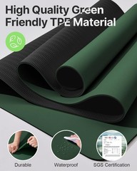 Yoga Mat, Non-Slip TPE Exercise Mat (1/4 Inch) for Pilates, Fitness & Barefoo…