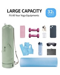 Yoga Mat Bag, Water Bottle Pocket, Bottom Wet Pocket, Carrier, Storage, Gym
