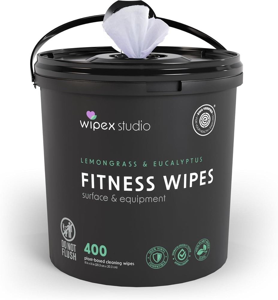 Yoga Mat Cleaner Wipes, EWG Verified, 400 Ct Plant-Based Lemongrass, Eucalyptus