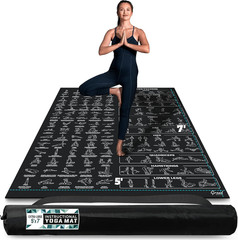Extra-Large Instructional Yoga Mat with Poses Printed on It – 3X Bigger & 2X Wid