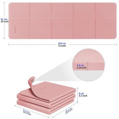 Foldable Yoga Mat Travel 6mm Thick NonSlip TPE Exercise 72x24x0.24 Inch