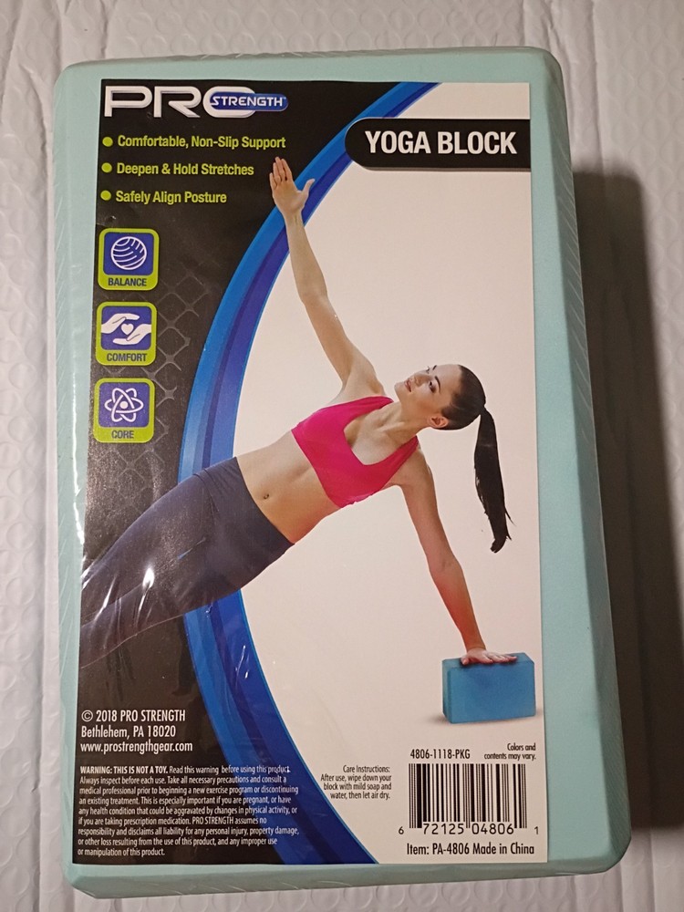 PRO-Strength Yoga Exercise Aqua Blue Foam Block 3″x 6″x 9″ New In Shrink Wrap
