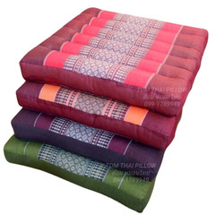 Thai Handcrafted Kapok Seat Cushions Meditation Floor Pad Red Blue Set 2 pcs