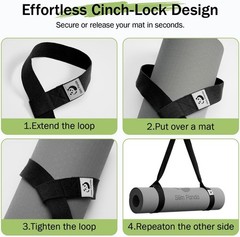 Yoga Mat Strap Adjustable Cotton Carrier Sling Black Durable Portable Secure …