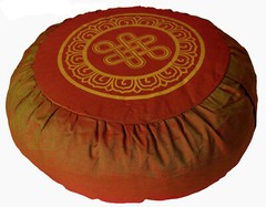 Meditation Cushion Zafu Pillow Buckwheat Fill Silkscreen “Endless Knot”