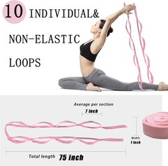 Pink Stretching Strap Yoga Strap with 10 Loops – Perfect for Physical Therapy
