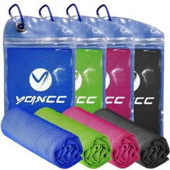 YQXCC Cooling Towels | 4 Pack Large, Dark Blue/Dark Gray/Rose Red/Green
