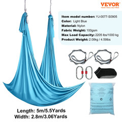 5.5 Yards Aerial Yoga Hammock & Swing Nylon Fabric Full Rigging Hardware for Ant