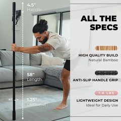 5Ft Yoga Stick Made from Natural Bamboo – Stretching Stick for Mobility, Balance