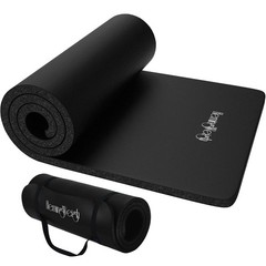 HemingWeigh 1 Inch Extra Thick Non Slip Yoga Mat – Exercise 1 Inch, Black