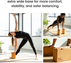 Cork Yoga Blocks 2 Pack – High Density Non Slip with Select Cork Grain for Ch…
