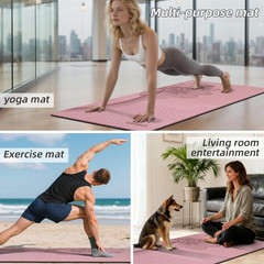 Extra Thick Large Yoga Mat 75″x40″ Non-Slip TPE Fitness Mat with Strap