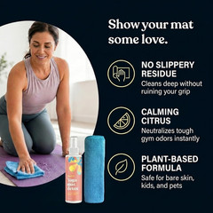 Yoga Mat Cleaner Spray (Calming Citrus), 4 Fl Oz – No Slippery Residue, Organic