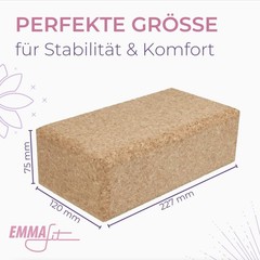Yoga Block Natural Cork 75mm for Asanas Pilates Fitness Meditation Gymnastics