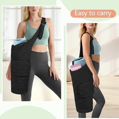 Smasrob Yoga Mat Bag with Wet Pocket, Bottle 24.5″ x 9.2″ x 24.5″, Black
