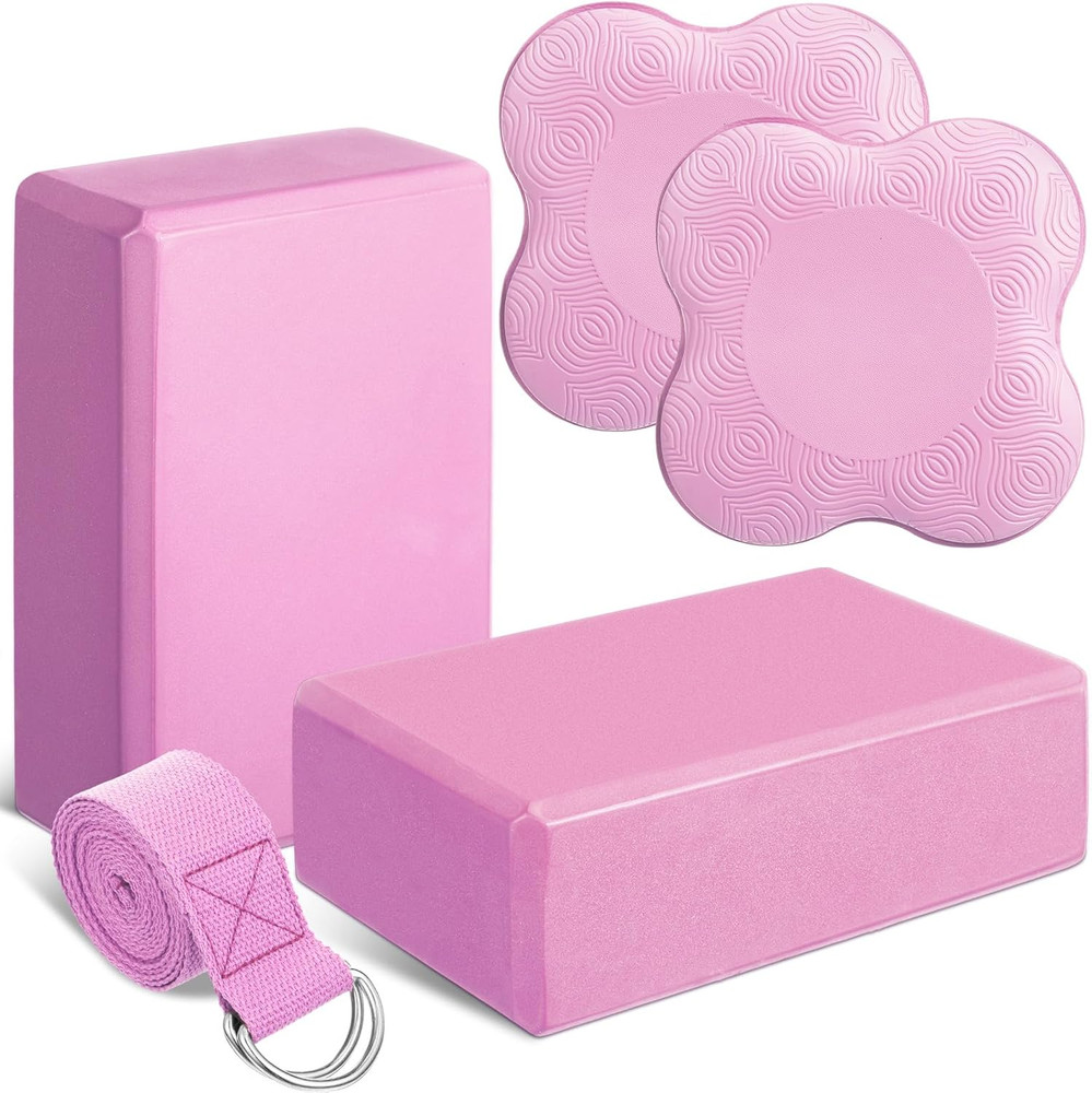 5 Pcs Yoga Blocks Knee Pads Strap Set Soft Foam Accessories