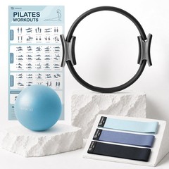 Pilates Ring Set (Black) – 14″ Anti-Deformation Magic Circle with Padded Hand…