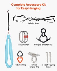 Smooth Movement Aerial Hammock 300lb Load 104.3×58.7in All Body Types