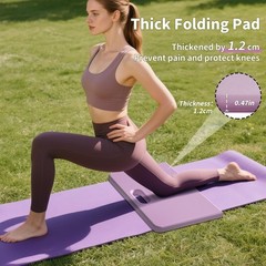 Yoga Knee Pad – 1 Inch Thick with Extra Cushioning, Purple + Warm Grey