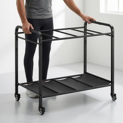 Exercise Mat Storage Rack Open Frame Rolling Gym Storage Rack Casters