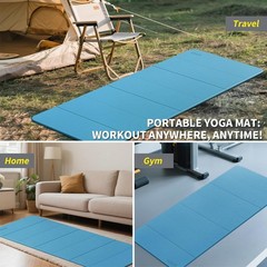 Foldable Extra Large Yoga Mat 74″×31.5″, 8mm Double-Sided Non Slip Lightweigh…