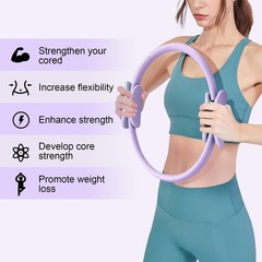 Quorvella Pilates Ring 15 Inch Magic Circle Rings with Dual Purple