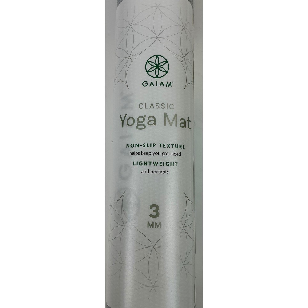 Gaiam Classic Yoga Mat 3 mm Non Slip Texture Lightweight Portable Gray