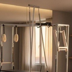 Pilates Ped-O-Pull Metal Post Freestanding Pilates Frame Wood Base for Home Gym