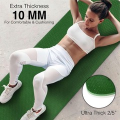 Yoga Mat with Strap – 10mm & 12mm Thick Yoga Mat, Non-Skid Dual Surface Wo