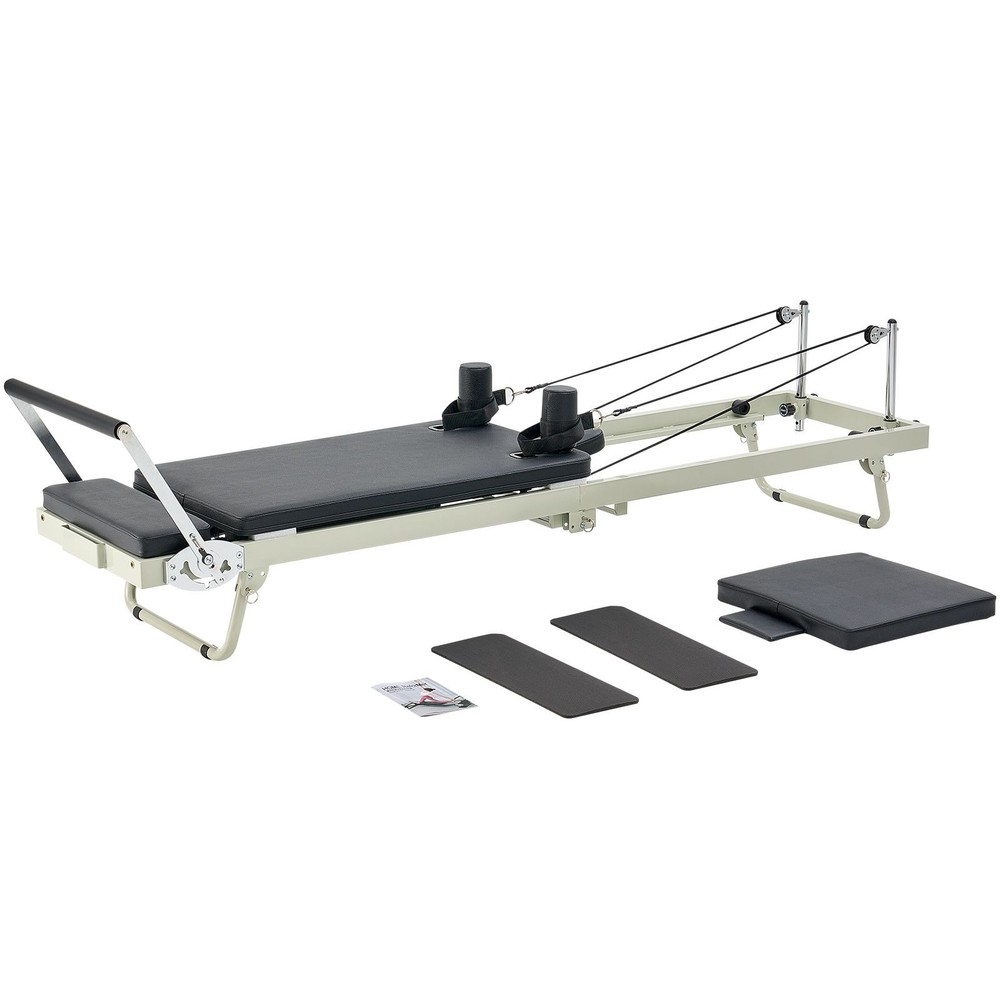 Foldable Pilates Reformer with Dual Spring & Cord Resistance, Up to 400 LBS