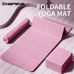 Foldable Yoga Mat TPE 61X183Cm Non-Slip Portable Exercise Mat Lightweight Gym Ca