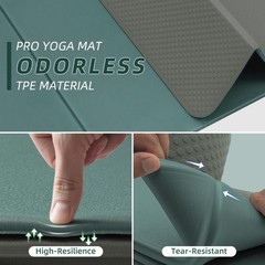 Foldable Yoga Mat, 10mm Thick, TPE Material, Extra Long 75″L x 26″W, Soft and…