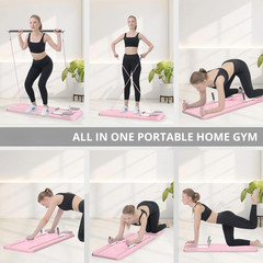 Foldable Pilates Reformer with Resistance Bands & Yoga Stick – Home Pilates Mach