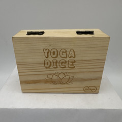 Wooden Yoga Dice Set 6pc Brown w/ Wooden Case/Box & Instruction Cards