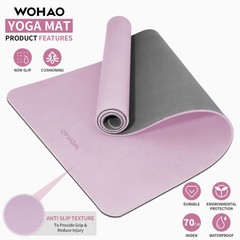 WOHAO Extra Thick 8mm Yoga Mat, 72″x28″ Non 183*70*0.8cm, Taro Purple+Gray